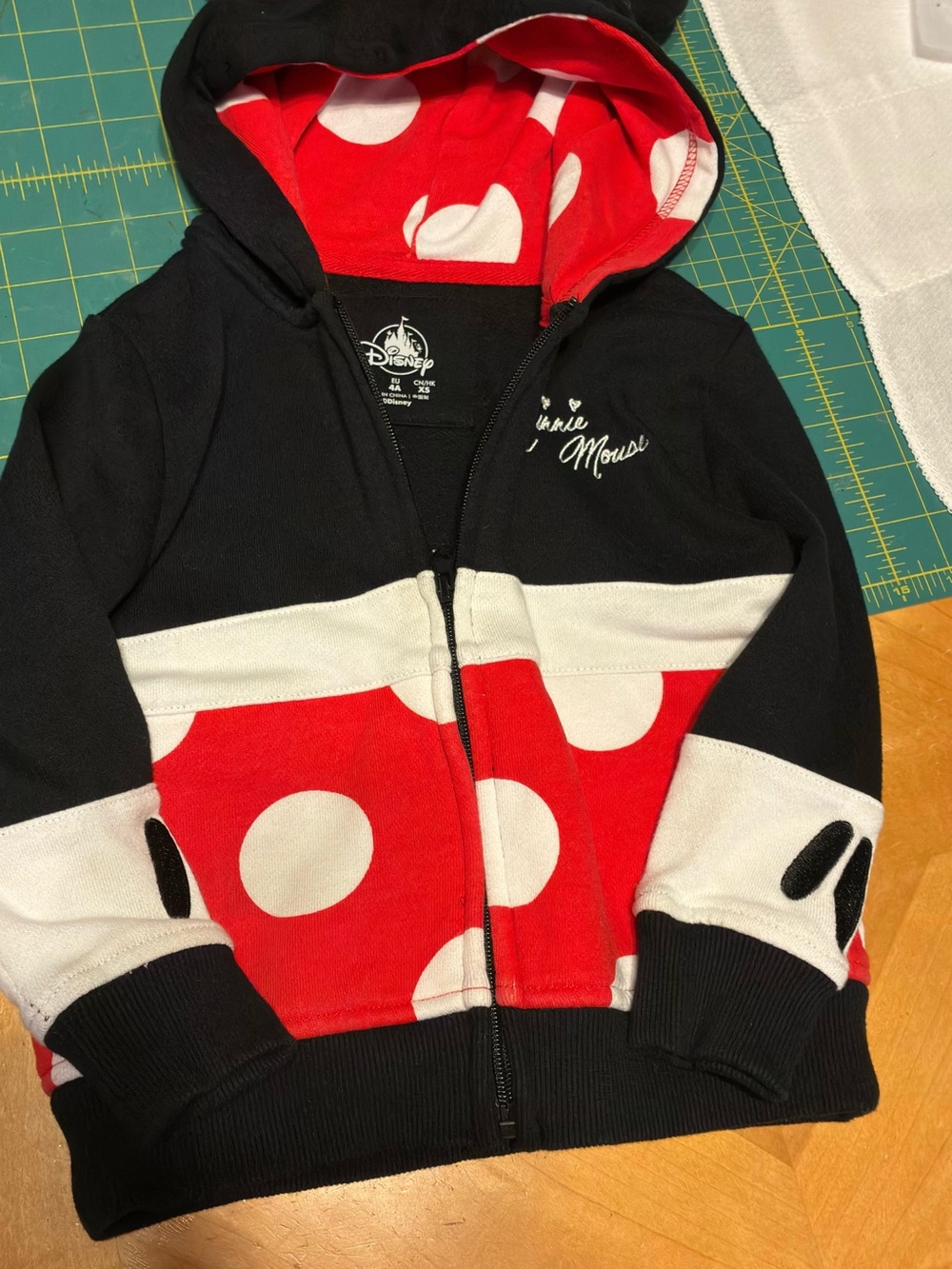 Disney Minnie Mouse Red, Black & White Polka Dot Zip Hoodie